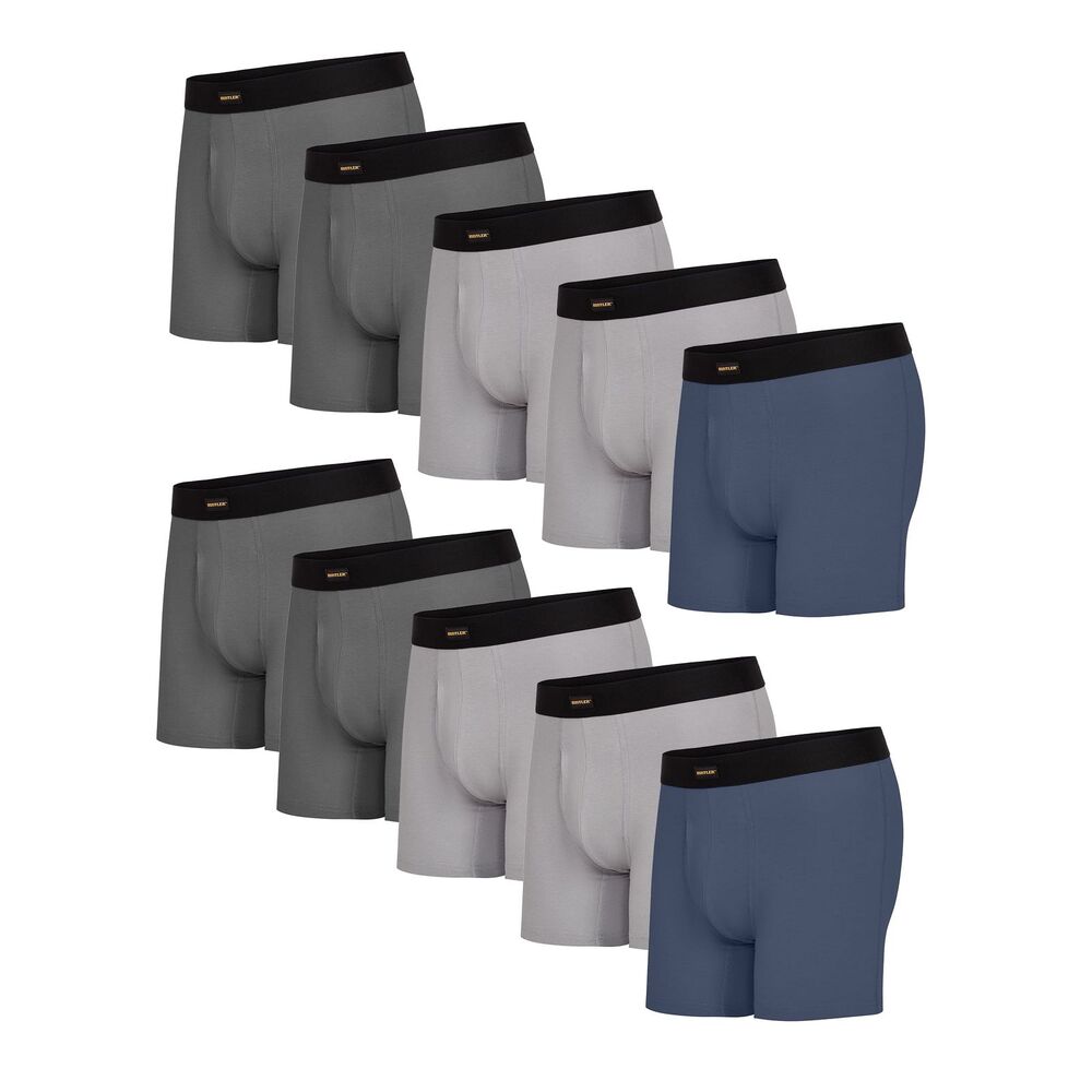 Wrangler 10-pack Comfort Cotton Rustler Boxer Briefs Men's XL Blue Gray